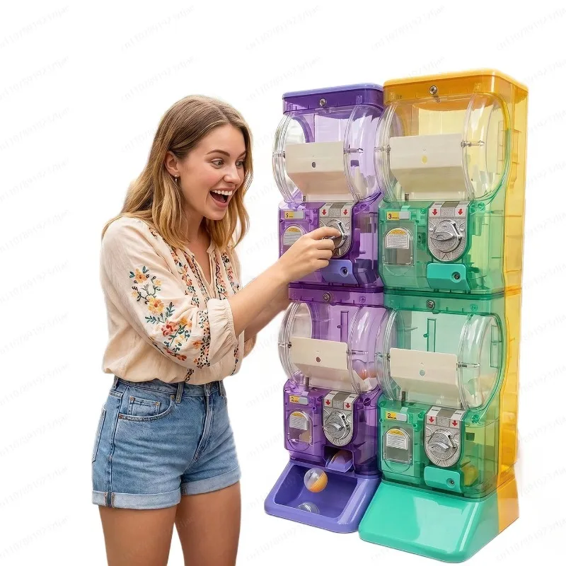 Arcade Vending Machine - Şeffaf Beyaz İki Katlı Gashapon Makinesi,